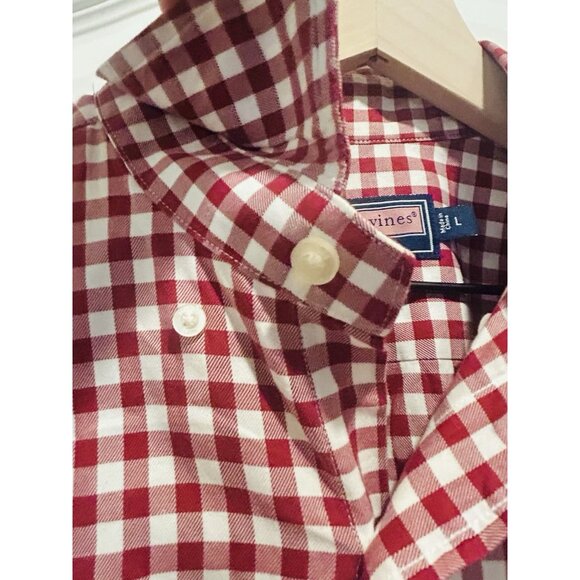 Vineyard Vines Men's Large Classic Fit Tucker Shirt Gingham Red White Check - Picture 6 of 15